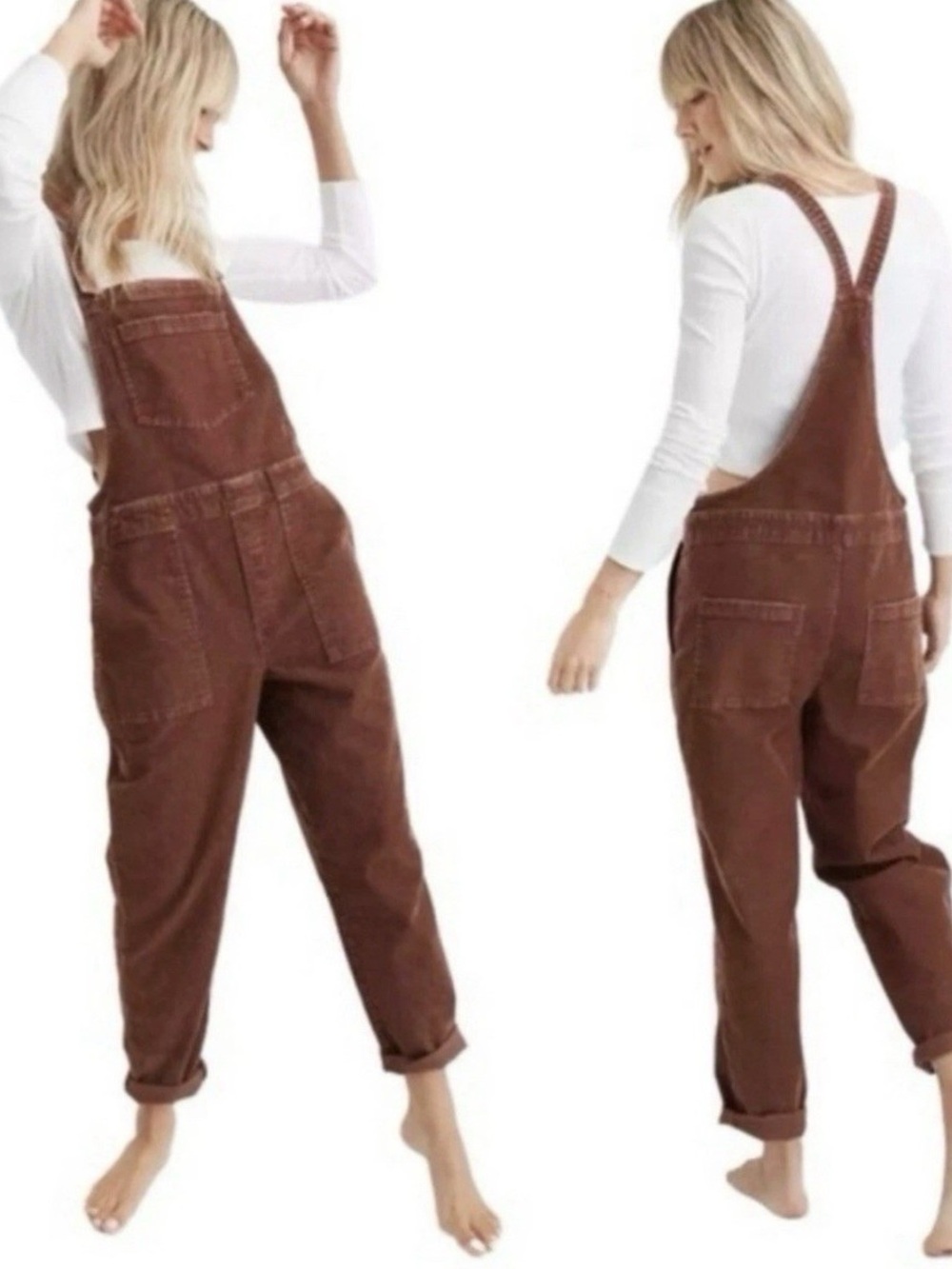 Aerie Play Brown Corduroy Overalls size XS